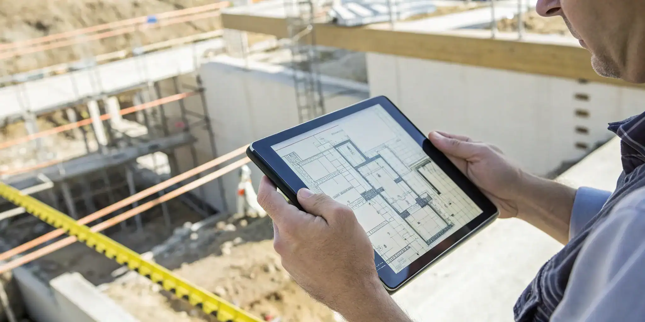 Foundation repair cost calculator on tablet.