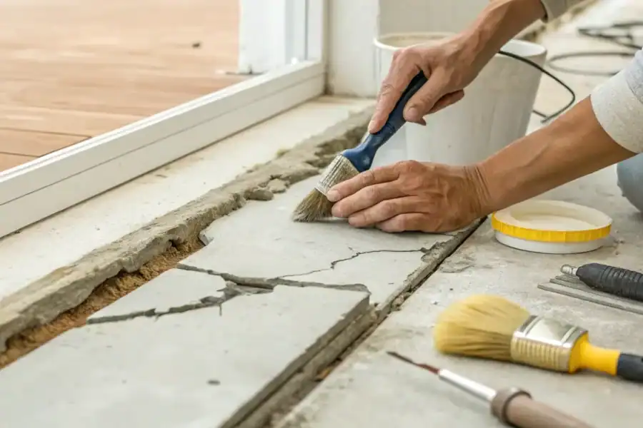 Foundation crack repair kit sealing concrete floor.