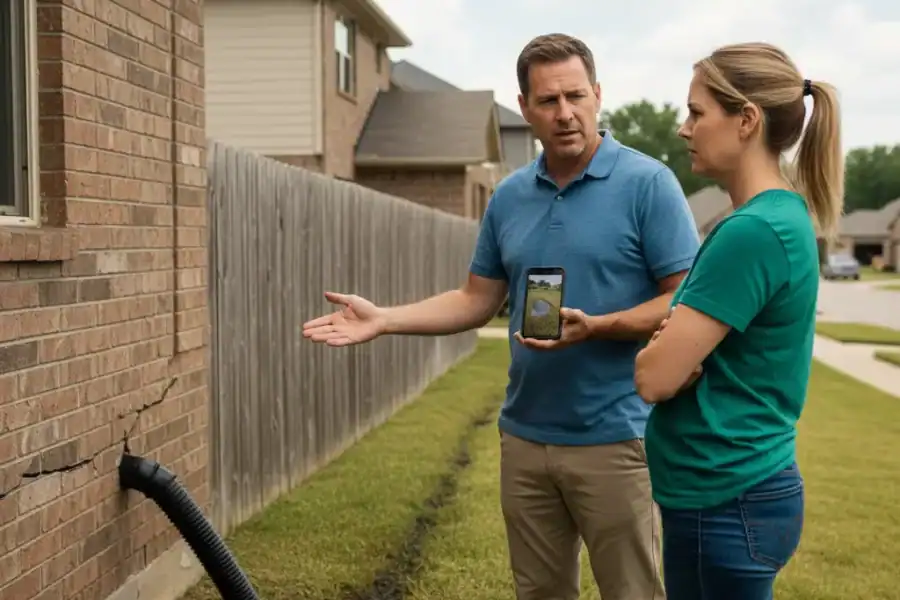 Neighbor Drainage Causing Foundation Damage — Avari Foundation Repair Services