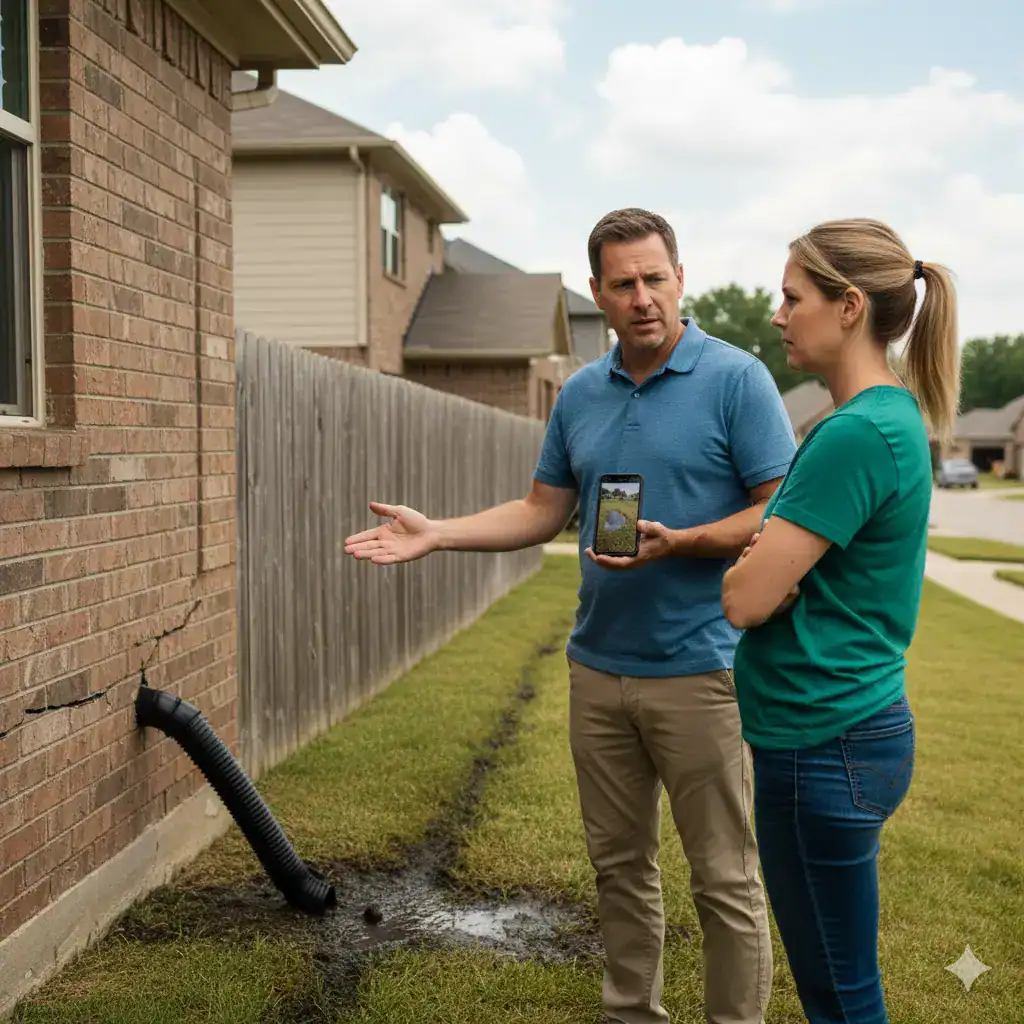 Neighbor Drainage Causing Foundation Damage — Avari Foundation Repair Services