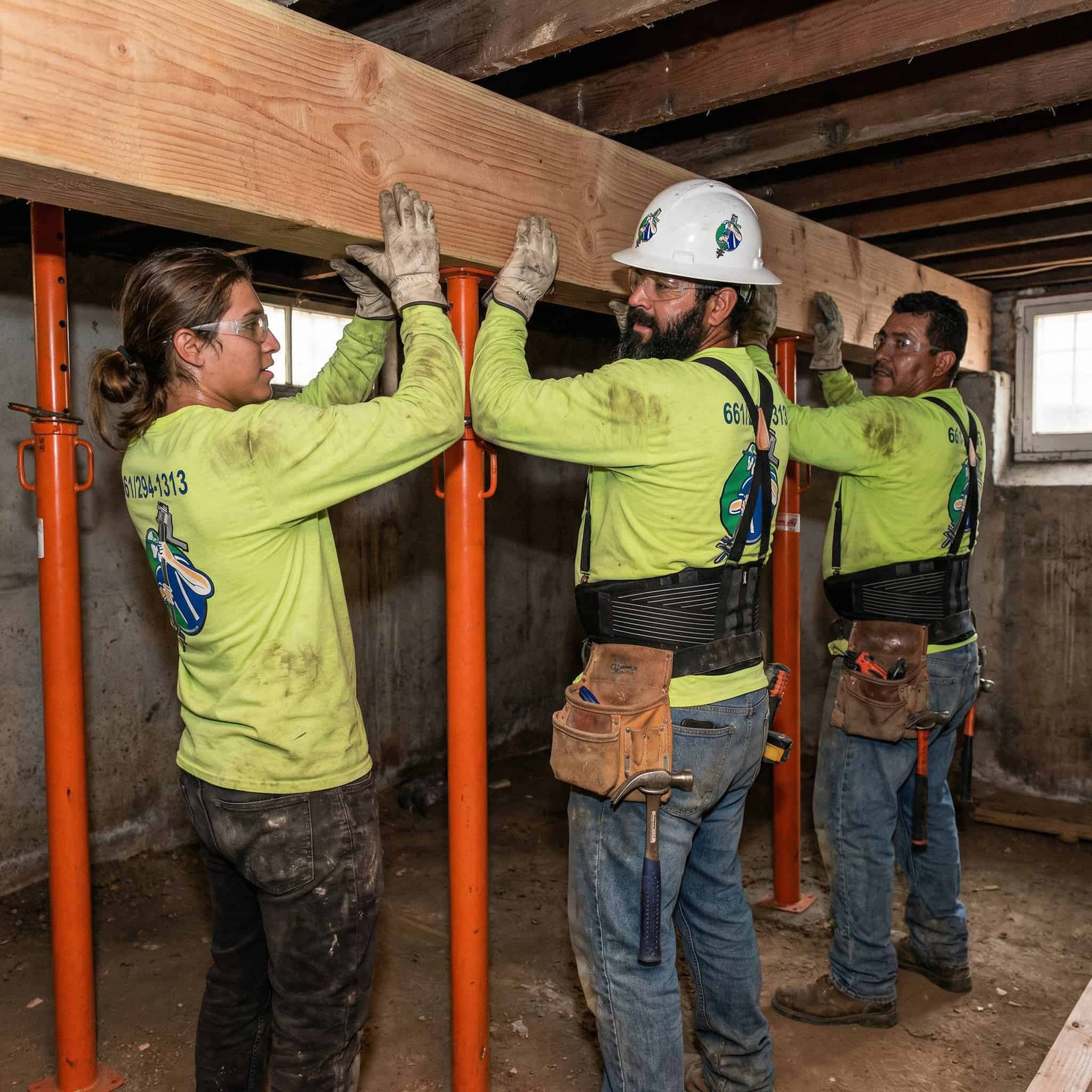 Foundation Tech crew installing new beam in Los Angeles.