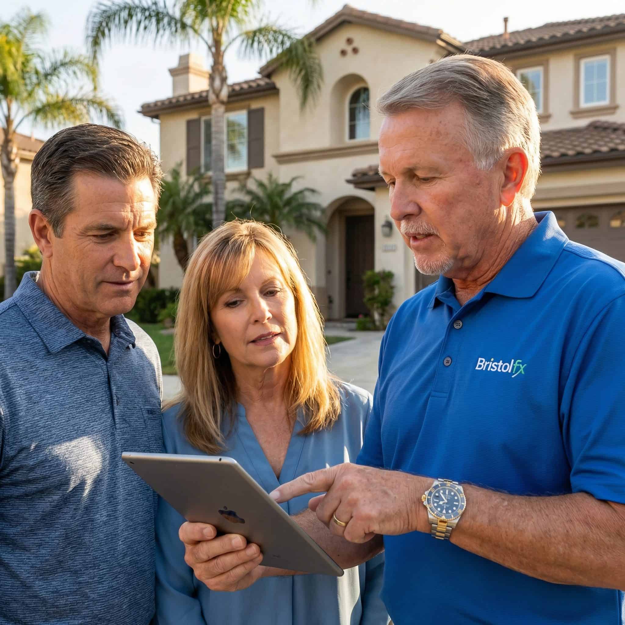 Jerold Bronstrup explaining foundation repair options to homeowners.